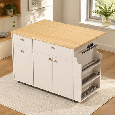 Îlot de cuisine avec rangement, chariot de cuisine roulant avec rallonge rabattable, plateau en bois, tiroirs, porte-épices, porte-serviettes, chariot de cuisine mobile pour cuisine et salle à manger.