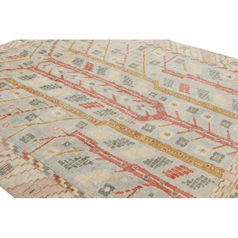 Scandinavian Performance Hand Knotted Wool Washable Geometric Indoor Rug, Rectangle 10' x 14'