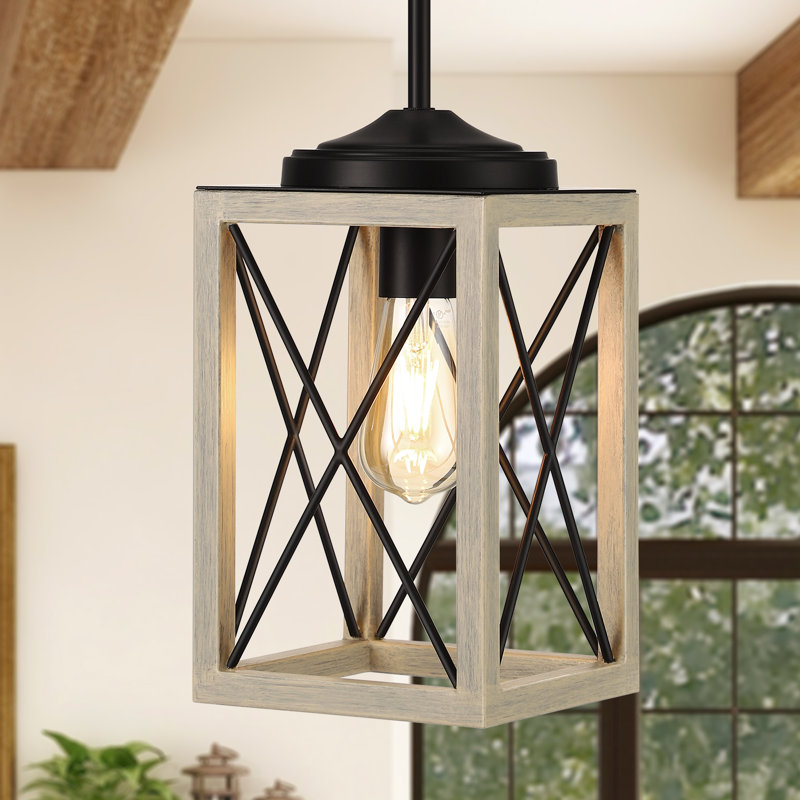 Gracela 1 - Light Lantern Rectangle Pendant, Brushed White, 48" H x 6.5" W x 6.5" D