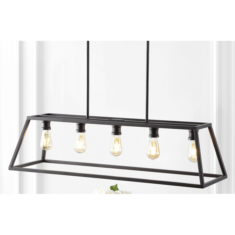 Luminaire suspendu pour îlot de cuisine à 5 lumières Gearld, Bronze huilé