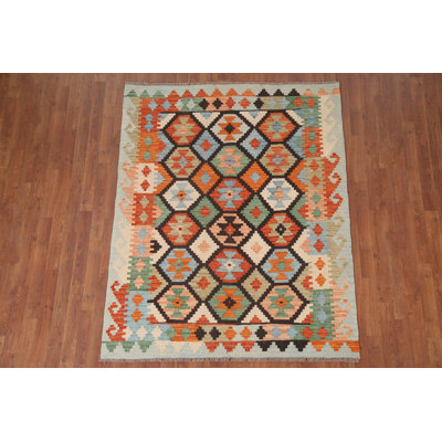 Kilim Reversible Wool Area Rug 5x6
