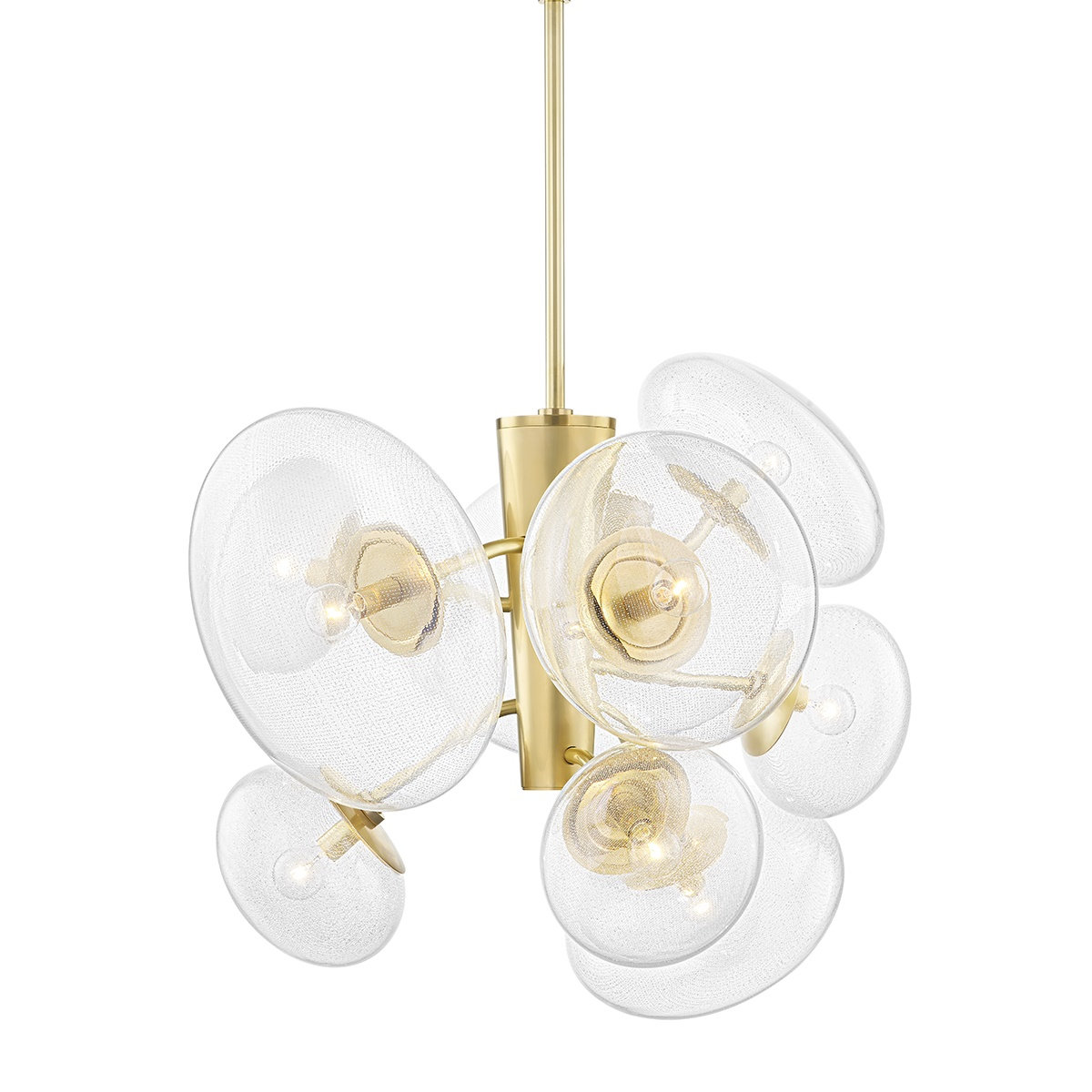 Jovi 9 Light Glass Pendant, Aged Brass