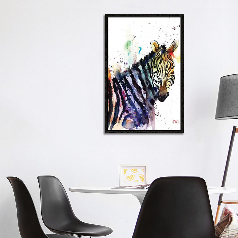 Zebra by Dean Crouser - Painting on Canvas, 101.6 cm H x 66.04 cm W, Black Framed