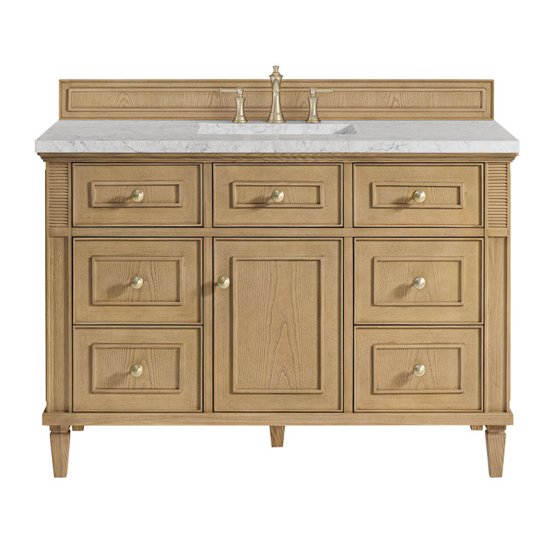 Lorelai 48'' W Single Vanity, Eternal Jasmine Pearl, Light Natural Oak