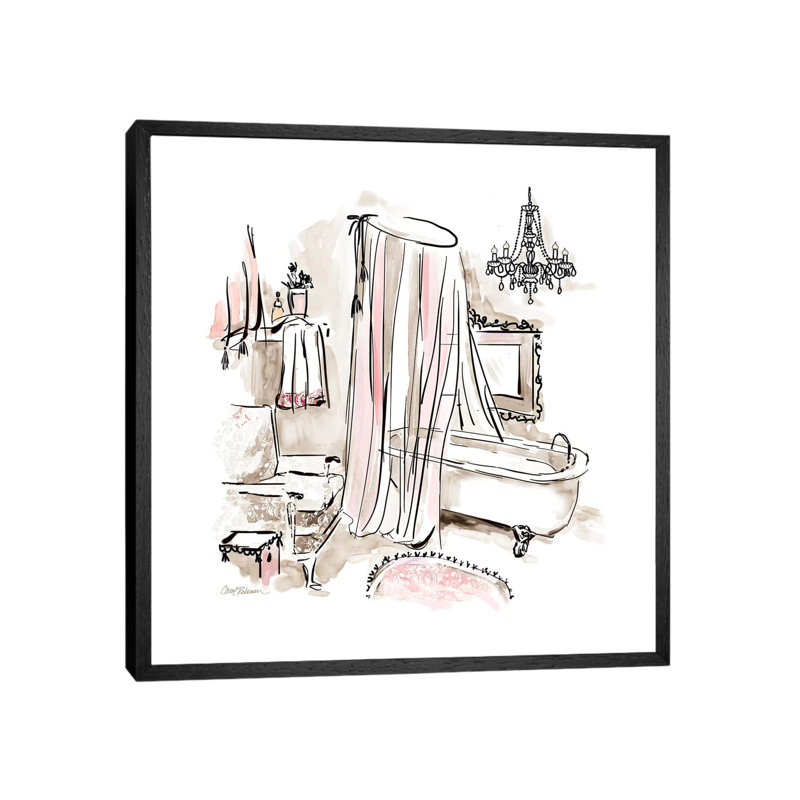 Pink Opulence I by Carol Robinson - Painting on Canvas, 45.72 cm H x 45.72 cm W, Black Framed