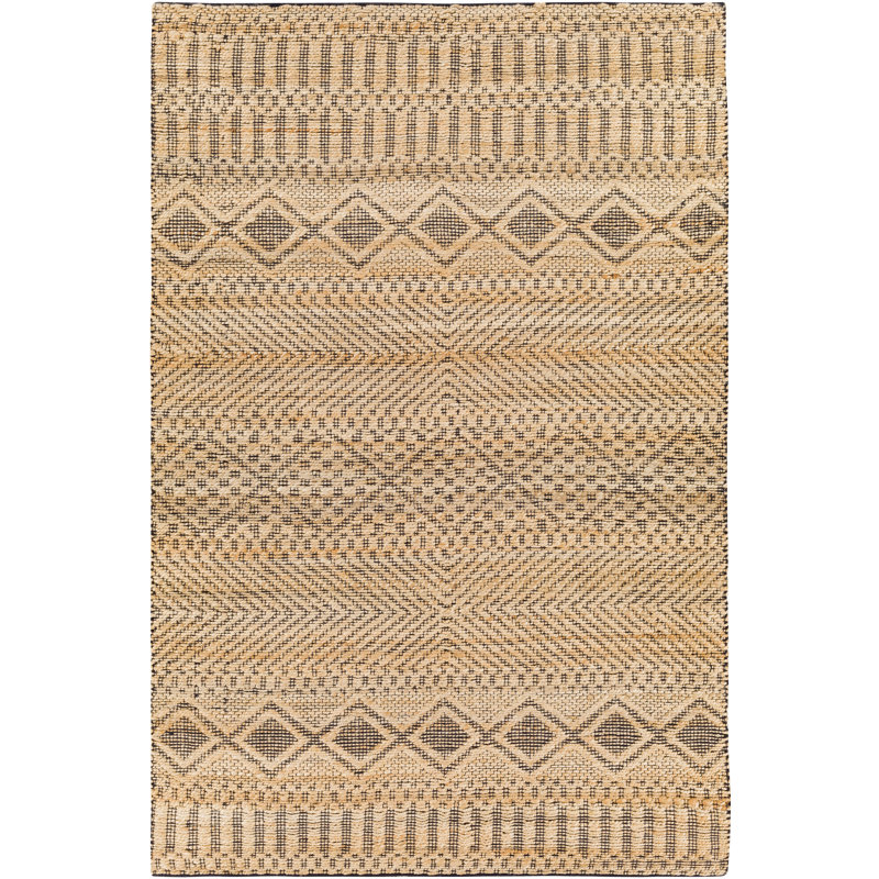 Tapis brun clair en laine tissé à plat à la main Colin, Rectangle 8 pi 10 po x 12 pi