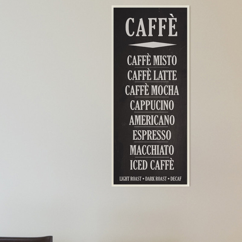 «Whole Latte Caffe» par Lettered and Lined - impression d'art textuel, H 17 po x l 7 po x P 0,5 po, Plaque