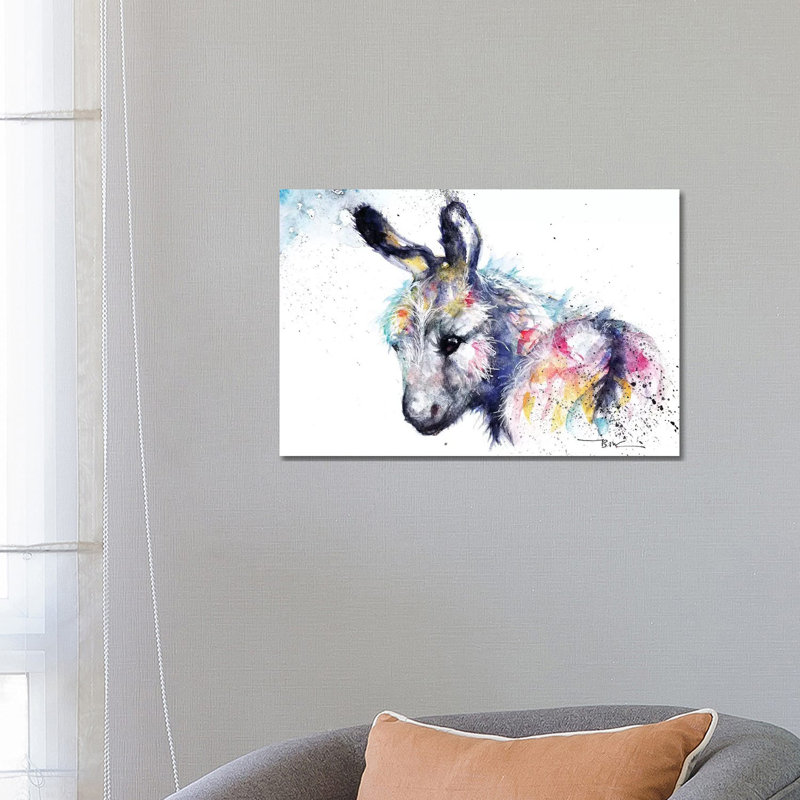 Donkey par BebesArts - reproduction d'art sur toile tendue, H 12 po x l 18 po x 1,5 po