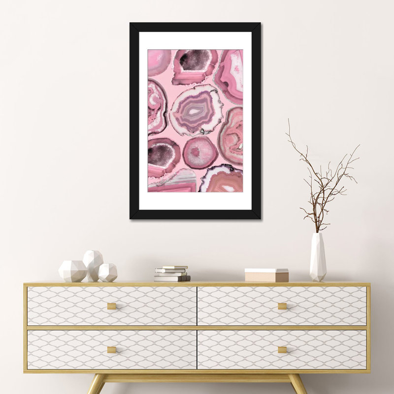 « rose agates », impression sur toile, Papier d'art encadré noir, Blanc, H 24 po x l 16 po x P 1 po
