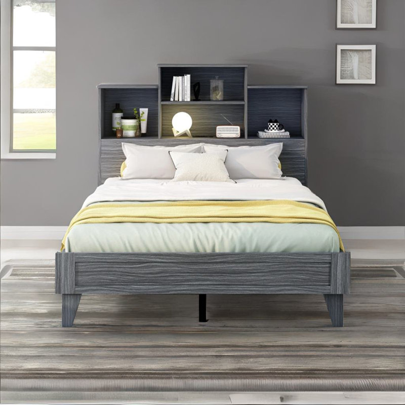 Wilmott Solid Wood Bookcase Bed, Queen