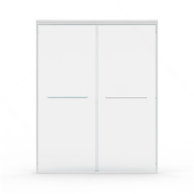 Double porte de douche coulissante, porte de salle de bain coulissante semi-sans cadre