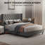 Madison Upholstered Platform Bed with Button-Tufted Headboard, Grey (Queen)