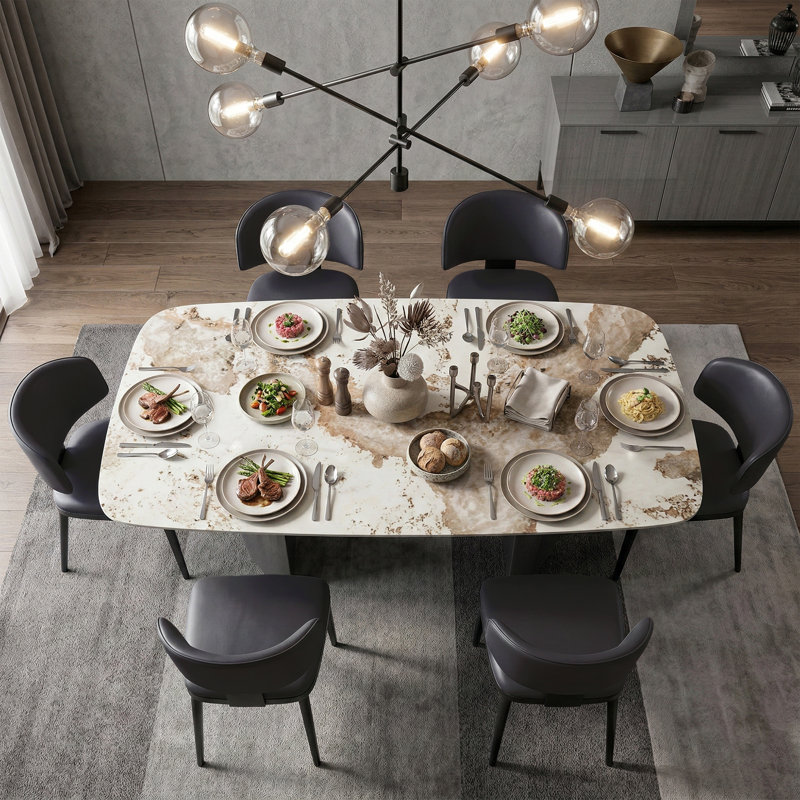 Table de salle à manger de 63 po Hugette, H 29,53 po x L 62,99 po x l 31,5 po, Gris
