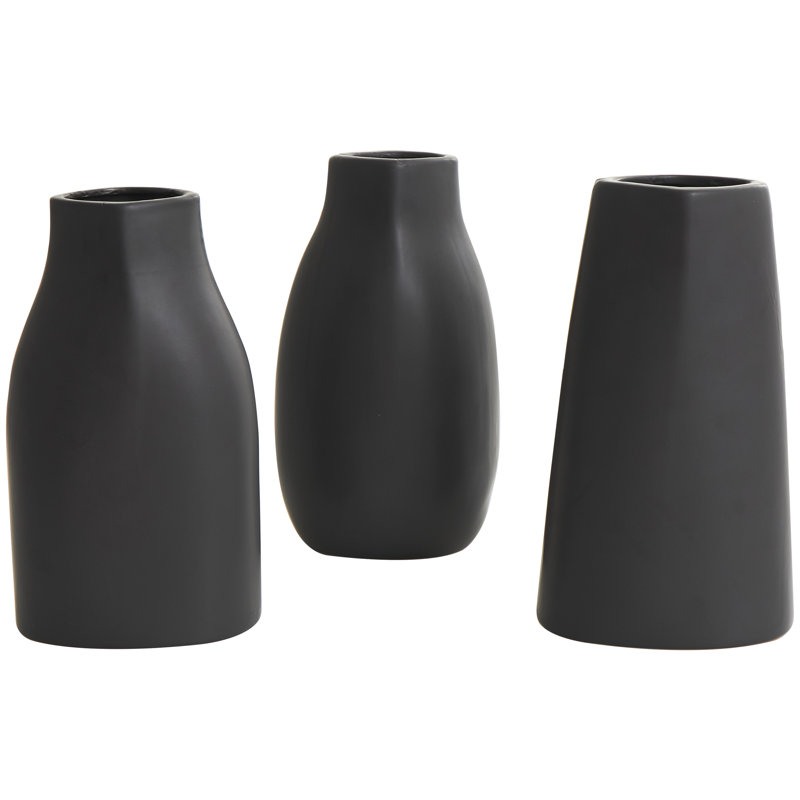 Mable Ceramic Table Vase, Black