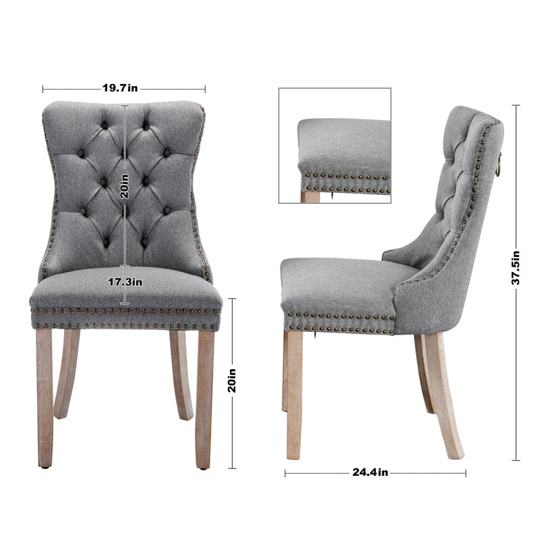 Chaise d'appoint rembourrée Almerina, gris, Naturel