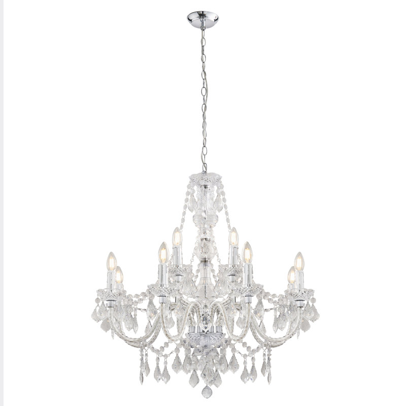 Atticus Candle Style Chandelier, 12, Clear Acrylic