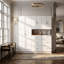 Ensemble de rangement modulaire en lin blanc de 78 po avec commode à 6 tiroirs et range-chaussures