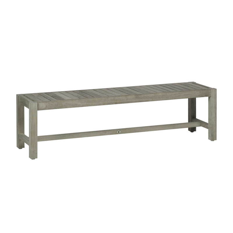 Banc sans dossier Club Teak - Huître, Huître teck, Pas de soudure, Blanc naturel Avila