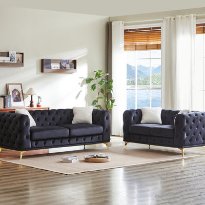 Fx 3 + 2 Seater Velvet With Solid Pine Frame, Metal Feet And 4 Comfortable Pillows. A Classic Design For Your Living Room Or Office. Spring - Pack Foam Seating Comfort Legs Soft Packed Seat Cushions