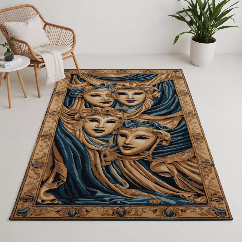 Tapis d'intérieur et d'extérieur brun français, Rectangle 5 pi x 7 pi