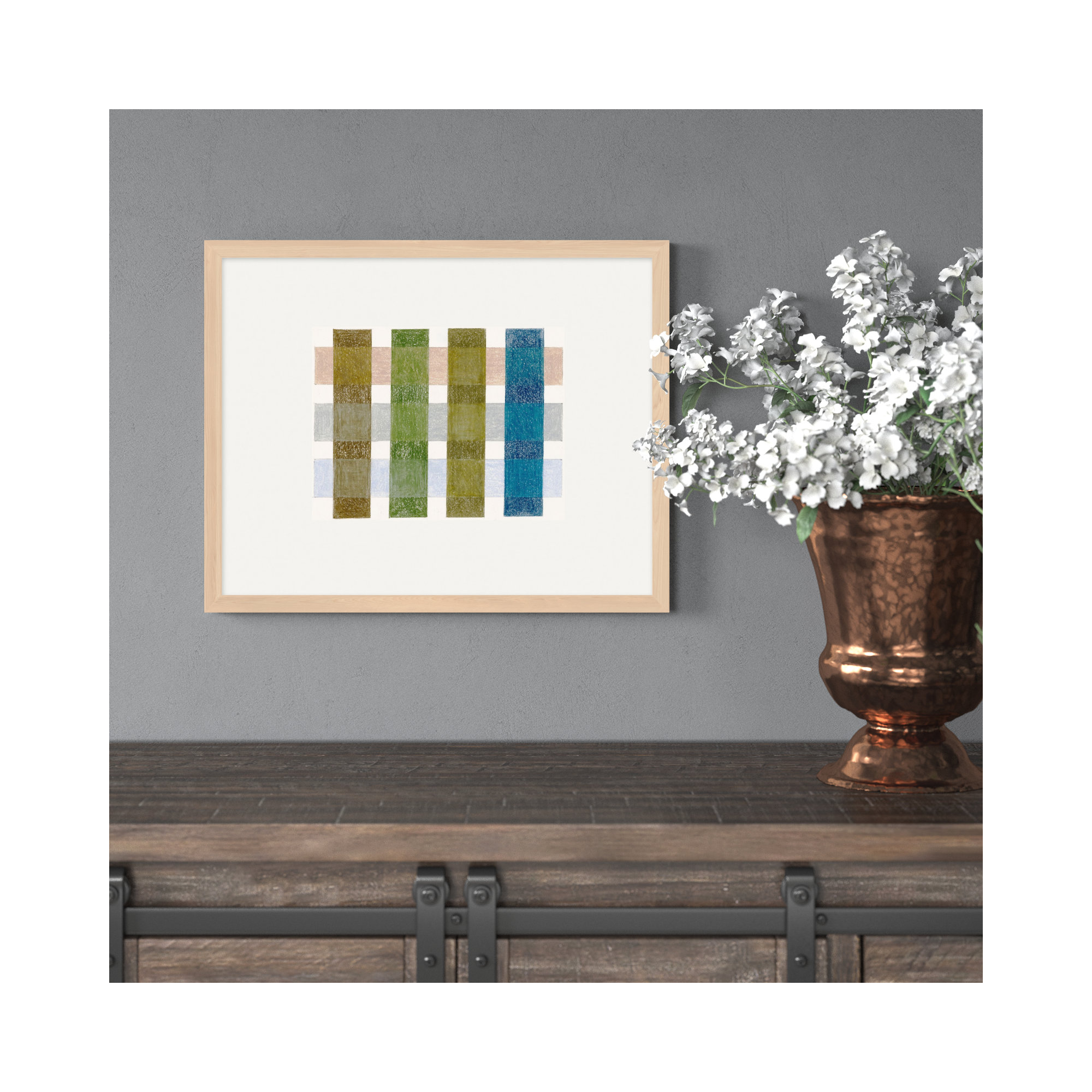 Gridlock V by Beth James, Maple Framed, 16'' H X 20'' W X 1.25'' D