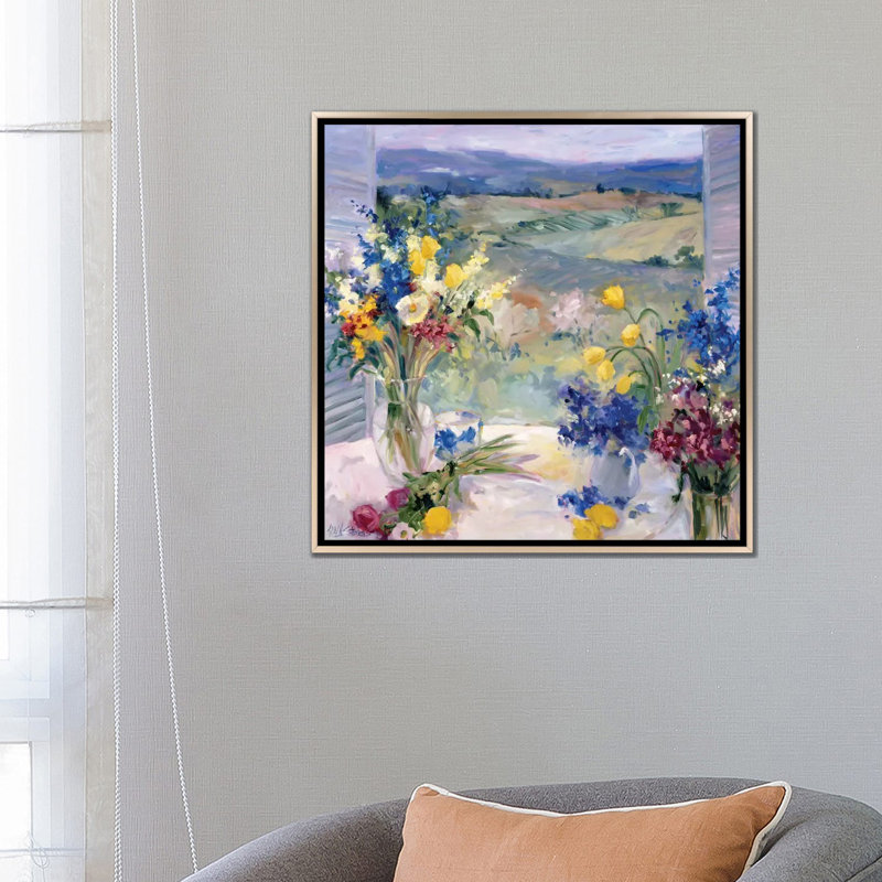 «Tuscany Floral» par Allayn Stevens, reproduction d'art, H 26 po x l 26 po x P 1 po, Encadrement champagne