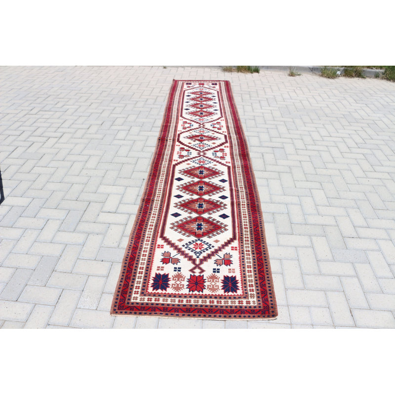 Tapis de couloir turc rouge fait à la main pour l'extérieur de la cuisine et les couloirs