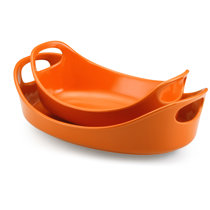 Rachael Ray Hard Enamel 12-1/2 Divided Skillet- Orange 