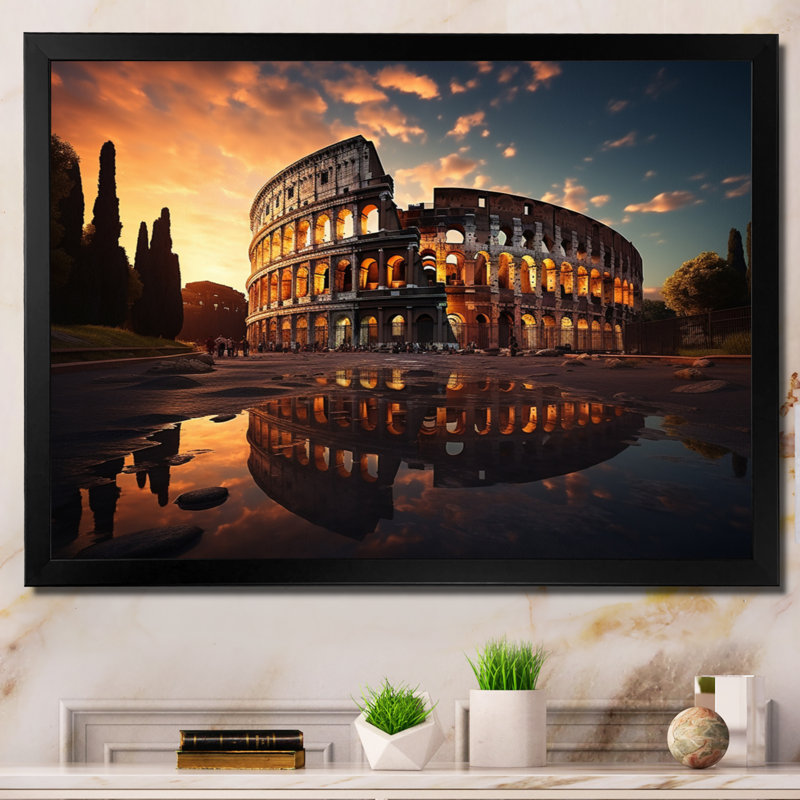 Italy Colosseum Colosseo - Italy Canvas Prints, H 30 po x l 40 po x P 1,5 po, Cadre simple noir