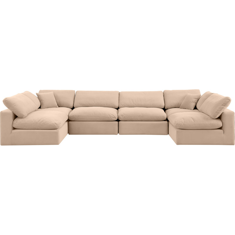 Canapé modulaire réversible en velours Hrannar, Velours beige