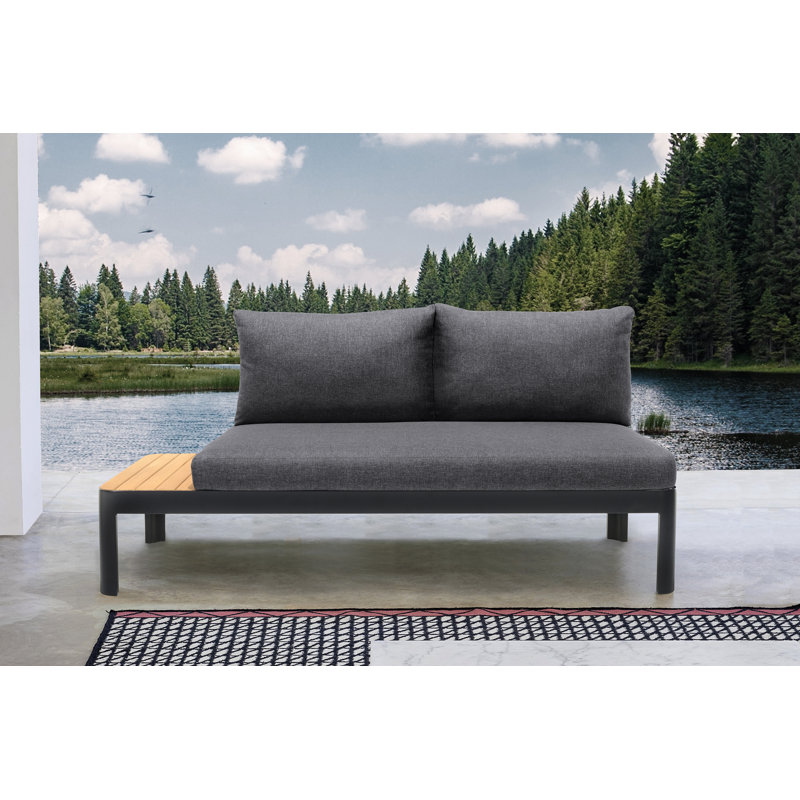 Causeuse d'extérieur avec coussins de 67,8 po de largeur Brix, Structure noire / Coussin gris foncé