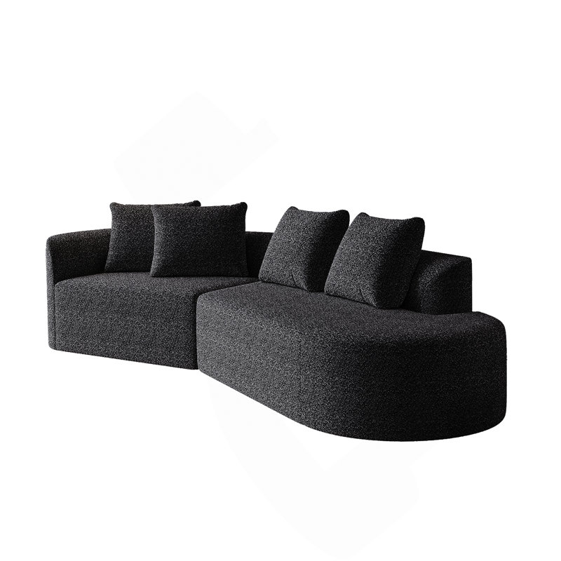 Canapé modulaire surdimensionné et rembourré Modern, Chenille noir, Face à la droite