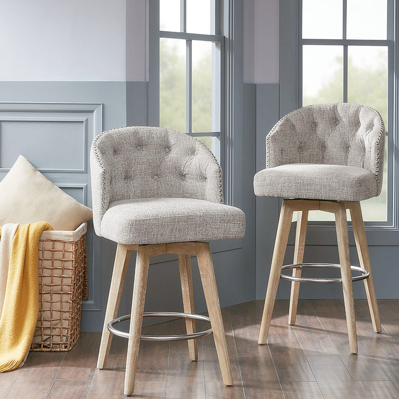 Orren Ellis Aabidah Swivel Upholstered 26.05'' Counter Stool - Wayfair ...