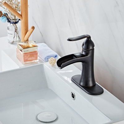Robinet pour lavabo de salle de bain monotrou en cascade