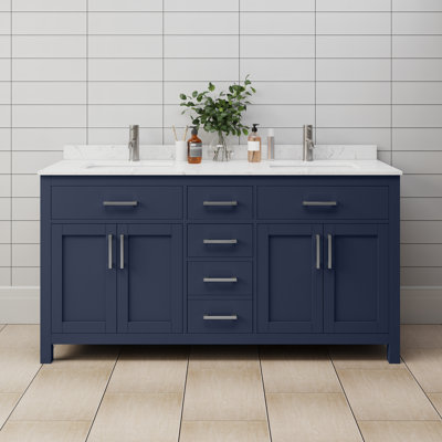 Beckett 66" Freestanding Double Bathroom Vanity with Cultured Marble Top