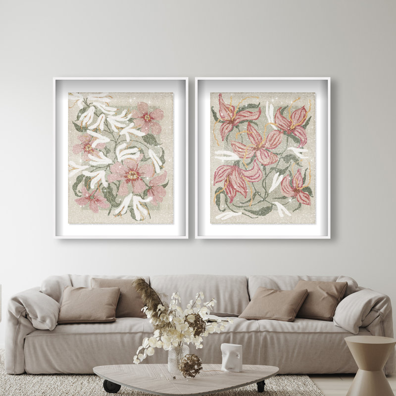 Lilies Flower Set Set by Oliver Gal, 46.5" H x 37.5" W, White Shadowbox