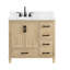 Meuble-lavabo simple 48 po avec comptoir en quartz de Carrare blanc, lavabo et dosseret Hardin, pré-assemblé