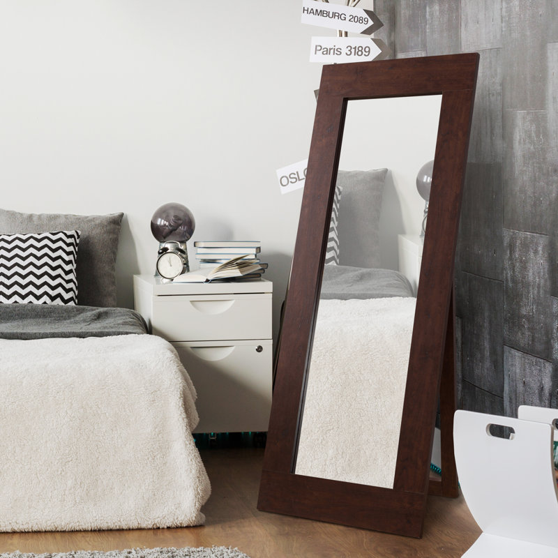 Engleside Wood Flat Floor Mirror, Vintage Walnut