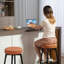 Swivel Upholstered Counter Stool with Metal Frame-1610283936