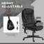 Fauteuil de bureau à 6 points de massage vibrant avec chaleur et dossier haut inclinable en velours avec accoudoirs rembourrés et télécommande, noir