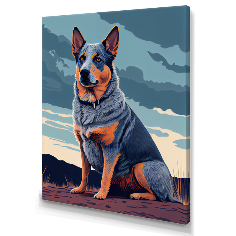Portrait de chien brun et blag - reproduction sur toile, L 16 po x H 32 po, Toile tendue