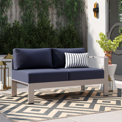 Shore Sunbrella Fabric Aluminum Outdoor Patio Right-Arm Loveseat