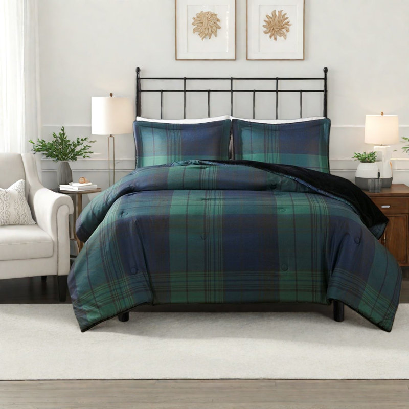 Warm Reversible Bedding Sets, Polyester Full Queen Plaid Home Comfort