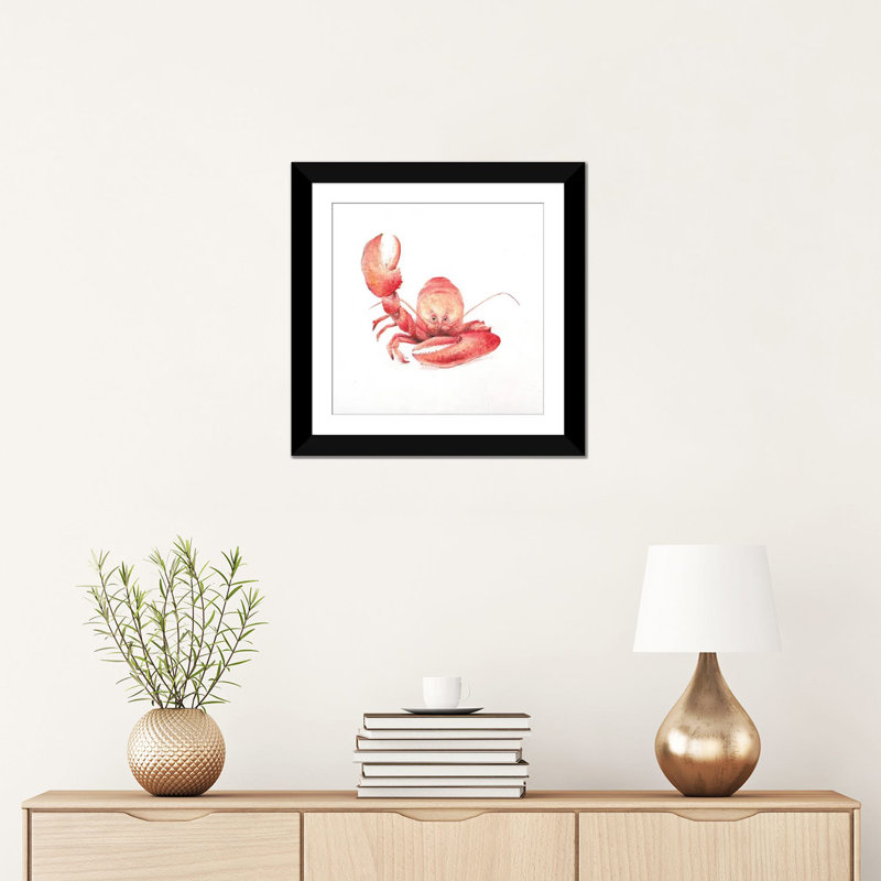 «Lobster», impression sur toile tendue, H 16 po x l 16 po x P 1 po, Papier d'art encadré noir, Blanc
