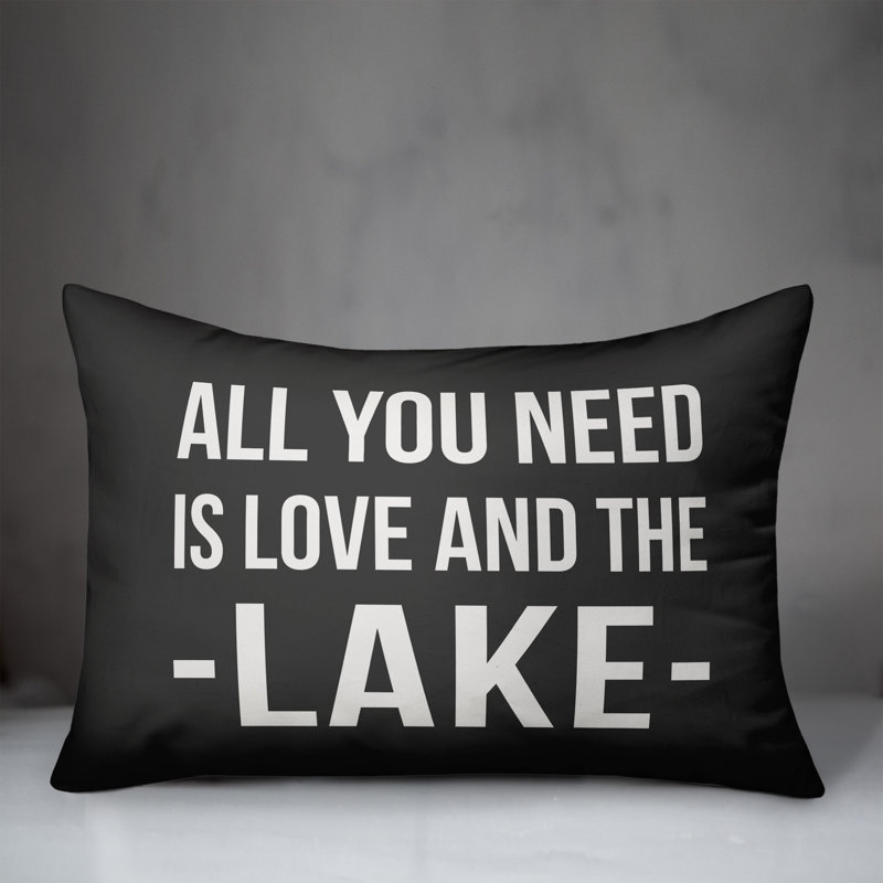 Textual Outdoor Throw Pillow, Charcoal
