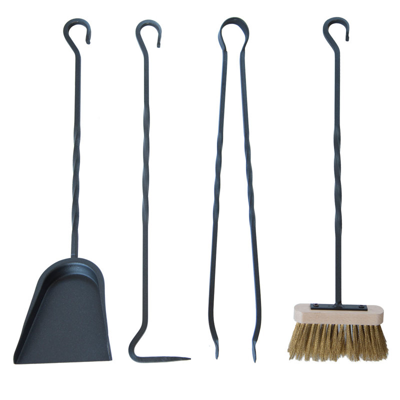 Burnsdale Iron Fireplace Tool Set, Graffite