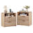 25''H 2-Drawer Nightstand w/ Charging Station, Modern Fluted Bedside Table, Curved Profile Design-519049007-506073260