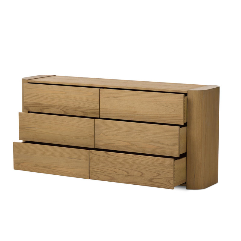 Commode 6 tiroirs Nephie - placage Sungkai blond clair