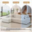 Canapé modulaire rembourré 3 pièces en chenille blanc cassé avec accoudoirs et coussins décoratifs-1110111475-1110111472