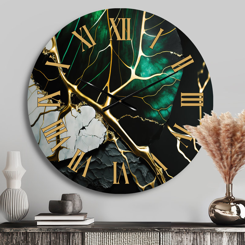 Horloge murale abstraite Geode Gold II - Marbre, Médium